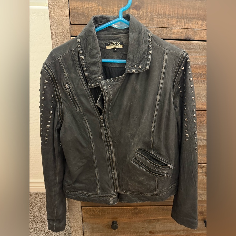 Woman’s La Rok Leather Motorcycle Jacket Sz Medium